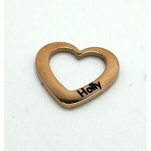 18K Rose Gold Plated Heart Pendant Charm Engraved Holly New